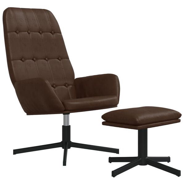 vidaXL Poilsio kėdė su pakoja, rudos spalvos, dirbtinė oda, blizgi