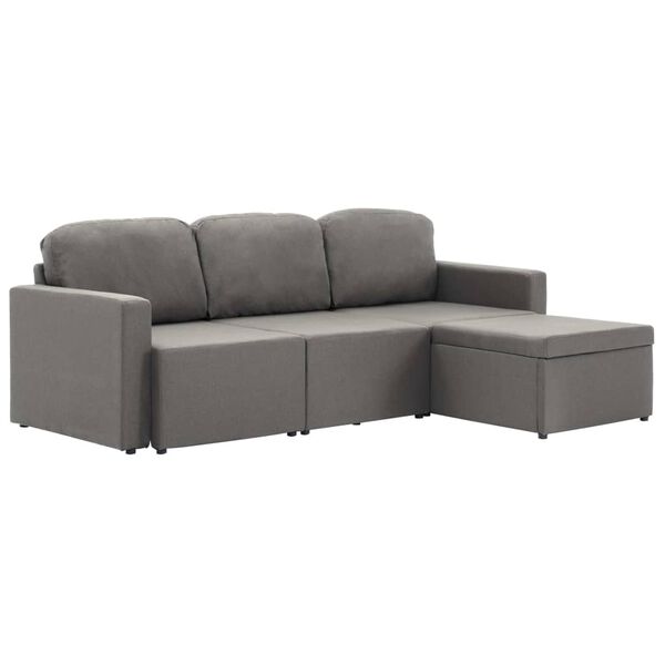 vidaXL Trivietė modulinė sofa-lova, taupe spalvos, audinys