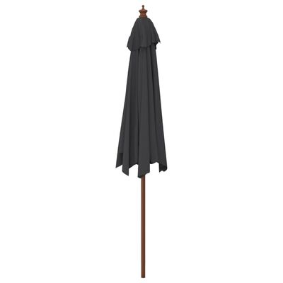 vidaXL Sodo skėtis su mediniu stulpu, juodos spalvos, 299x240cm