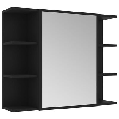 vidaXL Vonios kambario baldų komplektas, 4 dalių, juodos spalvos, MDP