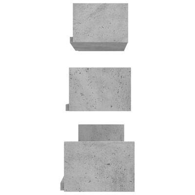 vidaXL Sieninės lentynos, 3 vnt., betono pilkos spalvos, MDP