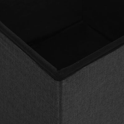 vidaXL Sulankstoma taburetė-daiktadėžė, juoda, dirbtinis linas