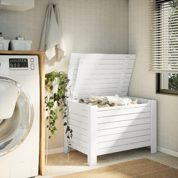 vidaXL Daiktadėžė su ratukais RANA, balta, 100x49x54cm, pu&scaron;is