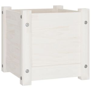 vidaXL Sodo lovelis, baltas, 31x31x31cm, pu&scaron;ies medienos masyvas