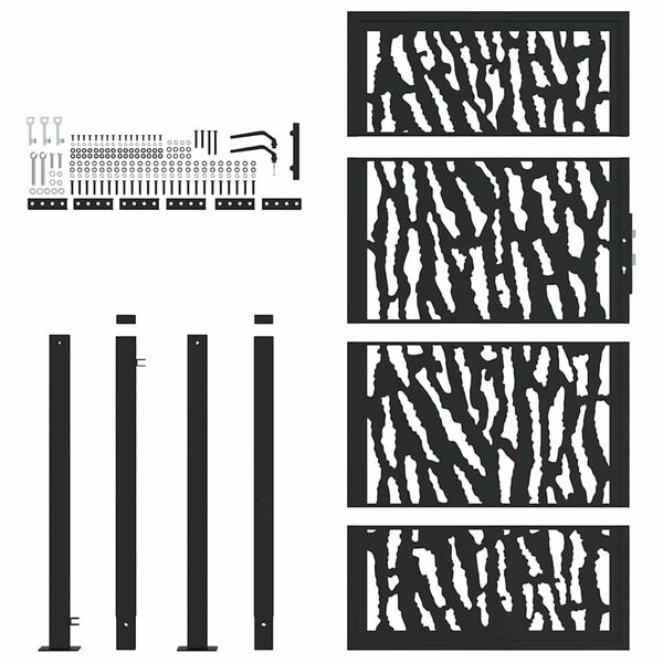 vidaXL Sodo vartai, juodi, 100x175 cm, plieniniai, su atbrailomis
