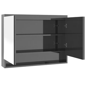 vidaXL Veidrodinė vonios spintelė, pilka, 80x15x60cm, MDF, blizgi