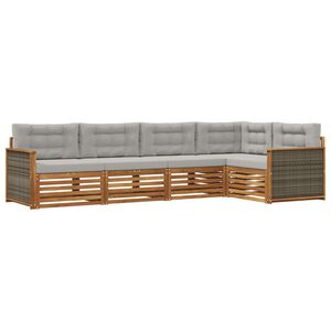 vidaXL Lauko sofos komplektas 5 pcs Natūrali ir &scaron;viesiai pilka