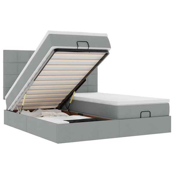 vidaXL Osmanų lovos rėmas su čiužiniais, pilkas, 160x200cm, audinys