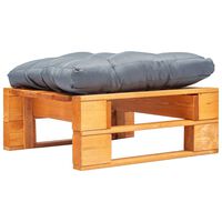 vidaXL Sodo otomanė iš paletės su pilka pagalve, medaus ruda, mediena