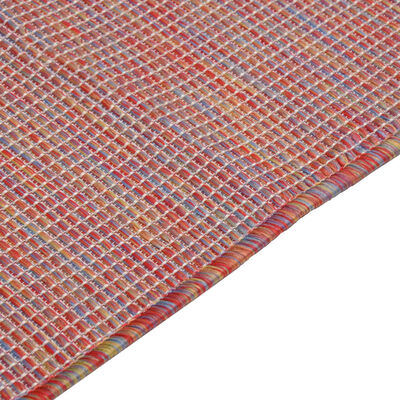 vidaXL Lauko kilimėlis, raudonos spalvos, 100x200cm, plokščio pynimo