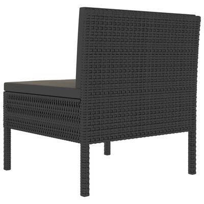 vidaXL Sodo kėdės su pagalvėlėmis, 3vnt., juodos spalvos, poliratanas