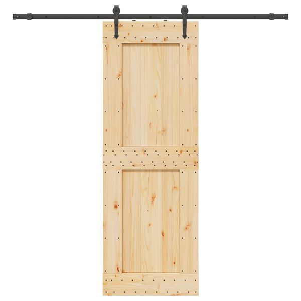 vidaXL Stumdomos durys su įrangos rinkiniu, 80x210cm, pušies masyvas