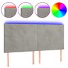 vidaXL Galvūgalis su LED, &scaron;viesiai pilkas, 160x5x118/128cm, aksomas
