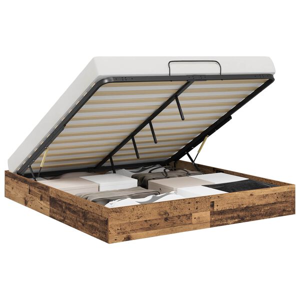 vidaXL Otomano lovos rėmas su saugykla Senas medis 203 x 180 x 25 cm