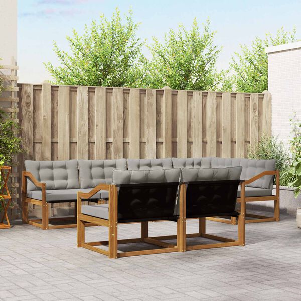 vidaXL Lauko sofos komplektas 7 pcs Natūrali ir &scaron;viesiai pilka