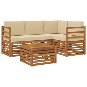 vidaXL Lauko sofos komplektas su pagalve 5 pcs Natūralus ir bežinis