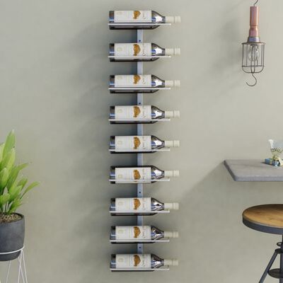 vidaXL Prie sienos montuojamas vyno laikiklis, baltas, geležis