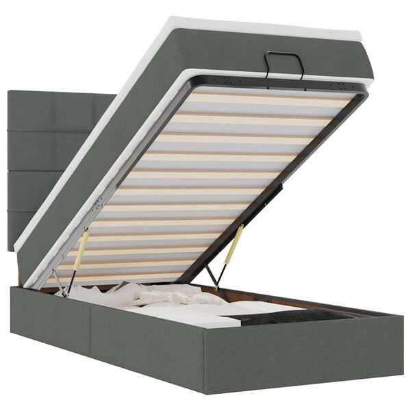 vidaXL Osmanų lovos rėmas su čiužiniu, pilkas, 100x200cm, audinys