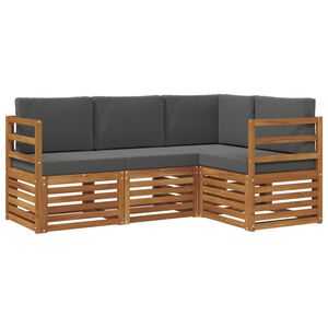 vidaXL Sofų komplektai su pagalve 4 pcs Natūralus ir antracitas