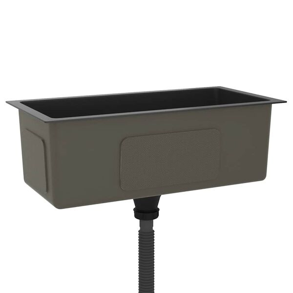 vidaXL Virtuvės plautuvė, juoda, rankų darbo, nerūdijantis plienas