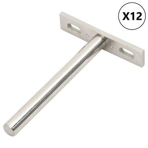 vidaXL Plūduriuojančių lentynų laikikliai, 12 vnt., &Oslash;10x100 mm, plieno