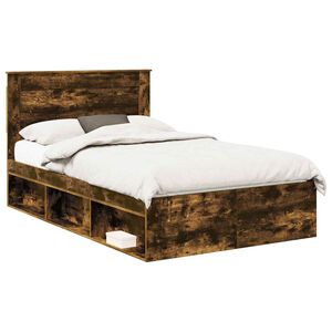 vidaXL Lovos rėmas Rūkyta ąžuolas 120 x 190 cm Kietos pu&scaron;ies mediena