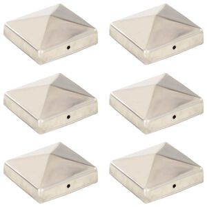 vidaXL Tvoros stulpų dangteliai, 6vnt., 81x81mm, nerūdijantis plienas