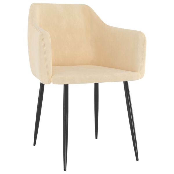 vidaXL Valgomojo kėdės, 2vnt., kreminės spalvos, aksomas