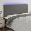 vidaXL Galvūgalis su LED, pilkas, 160x5x118/128cm, dirbtinė oda