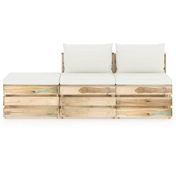 vidaXL Sodo komplektas su pagalvėlėmis, 3 dalių, impregnuota mediena