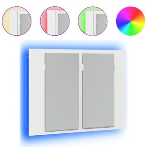 vidaXL Veidrodinė vonios spintelė su LED, balta, 60x12x45cm, akrilas