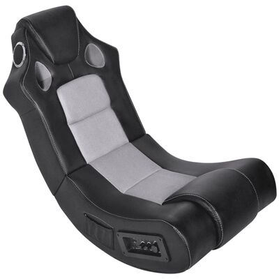 vidaXL Supama kėdė, juoda ir pilka, garso jungtis, dirbtinė oda