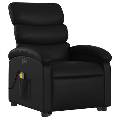 vidaXL Atsistojantis masažinis krėslas, juodas, dirbtinė oda