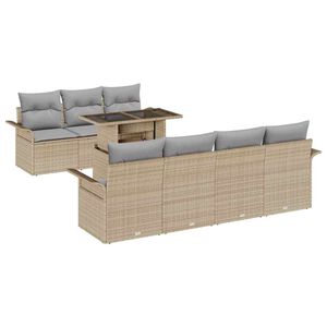 vidaXL Sodo Sofų Rinkinys su pagalve 8 pcs Smėlio poliratanas
