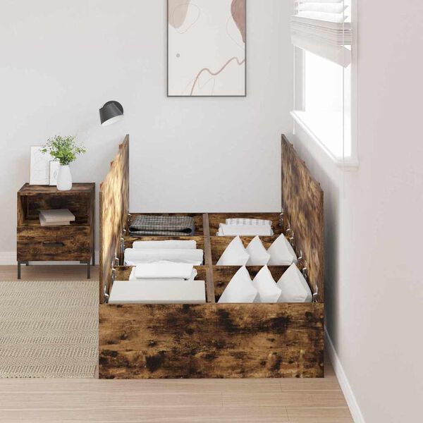 vidaXL Lova su daiktų laikymo vieta Rūkyta ąžuolas 90 x 200 cm