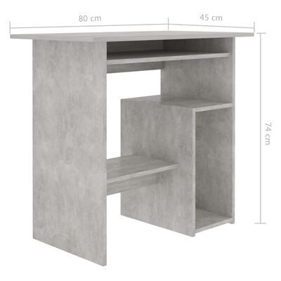 vidaXL Rašomasis stalas, betono pilkos spalvos, 80x45x74cm, MDP