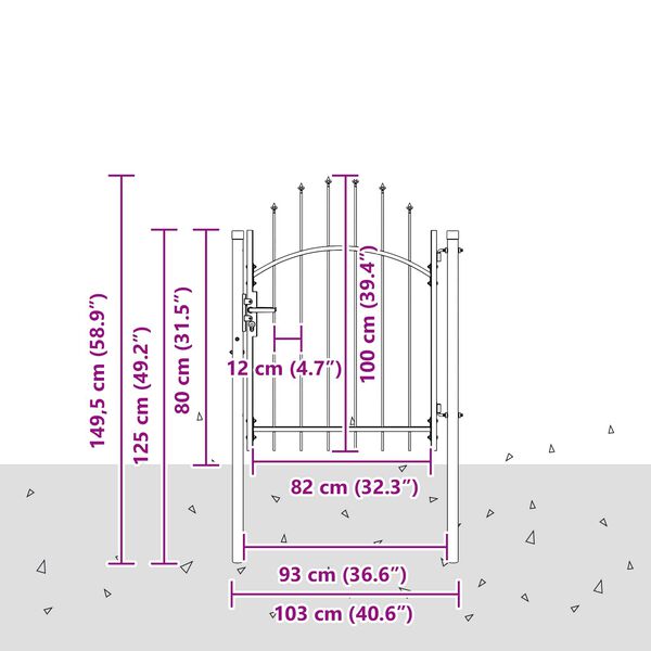 vidaXL Sodo vartai su užraktu Pilka 100 x 100 cm Plienas