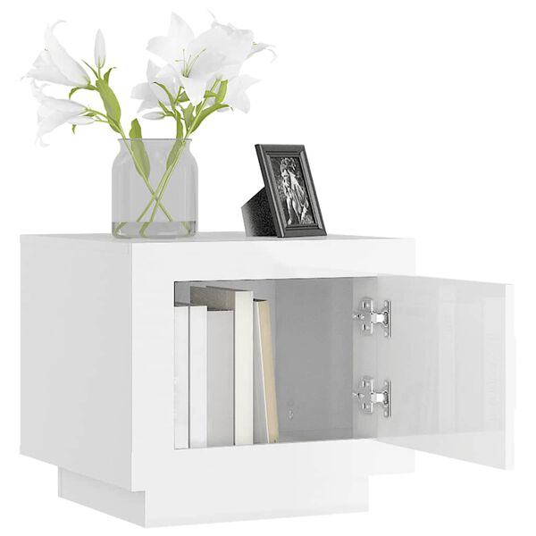 vidaXL Kavos staliukas, baltas, 51x50x45cm, apdirbta mediena, blizgus