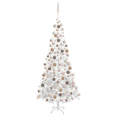 vidaXL Dirbtinė apšviesta Kalėdų eglutė, baltos spalvos, 240cm, L