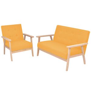 vidaXL Sofos komplektas, 2d., audinys, geltonas