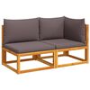 vidaXL Dvivietė sodo sofa su pagalvėlėmis, akacijos mediena ir virvė