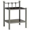 vidaXL Naktinė spintelė, pilka/juoda, 45x34,5x60,5cm, metalas/stiklas