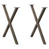 vidaXL Valgomojo stalo kojelės, X formos, 2 vnt., natūralus plienas, 70x(72-73) cm, plienas