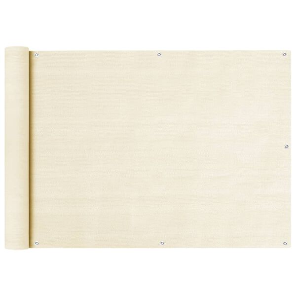 vidaXL Balkono pertvara, kreminės spalvos, 75x500cm, HDPE