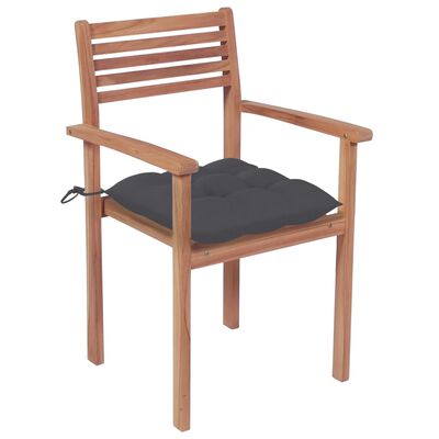 vidaXL Sodo kėdės su antracito pagalvėlėmis, 4vnt., tikmedžio masyvas