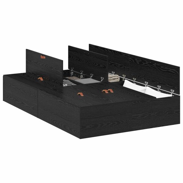 vidaXL Lova su daiktų laikymo vieta Juodas ąžuolas 120 x 200 cm