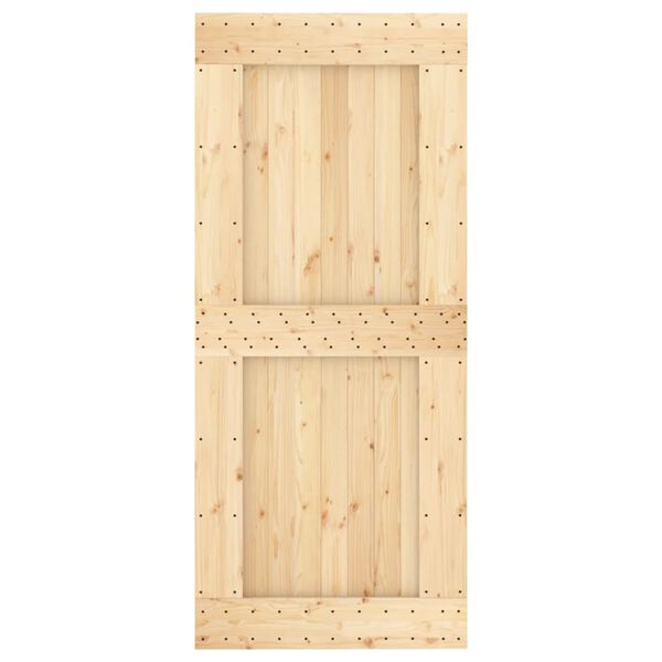 vidaXL Stumdomos durys su įrangos rinkiniu, 90x210cm, pušies masyvas