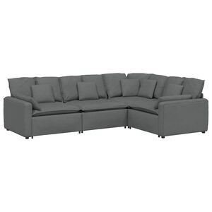 vidaXL Modulinė sofa su pagalvėlėmis, audinys, tamsiai pilka