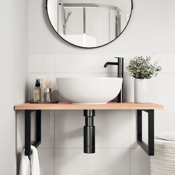 vidaXL Lentyna praustuvui, plienas ir ąžuolo medienos masyvas