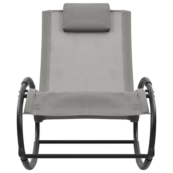 vidaXL Saulės gultas su pagalve, pilkos spalvos, plienas/tekstilenas